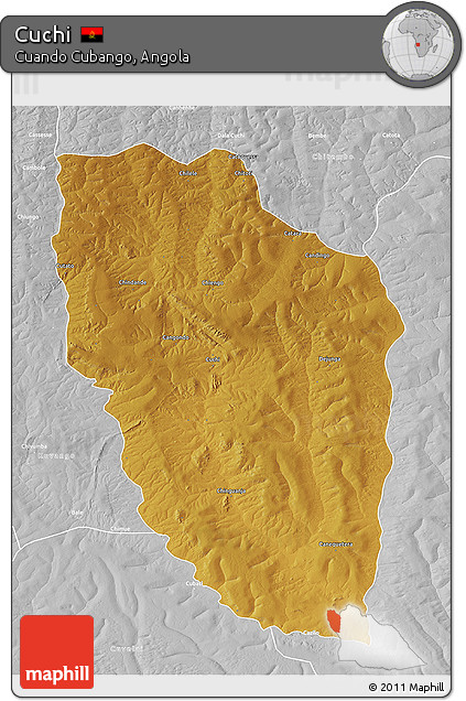 Physical 3D Map of Cuchi, lighten, desaturated