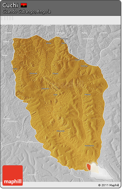 Physical 3D Map of Cuchi, lighten, desaturated