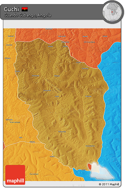Physical 3D Map of Cuchi, political outside