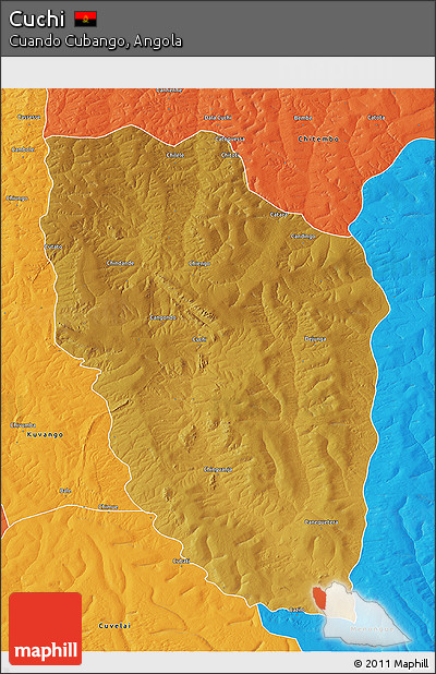 Physical 3D Map of Cuchi, political outside