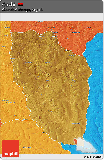Physical 3D Map of Cuchi, political outside