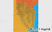 Physical 3D Map of Cuchi, political outside