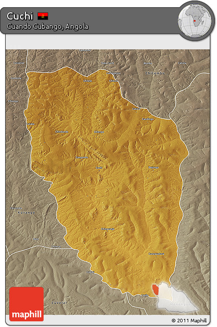 Physical 3D Map of Cuchi, semi-desaturated