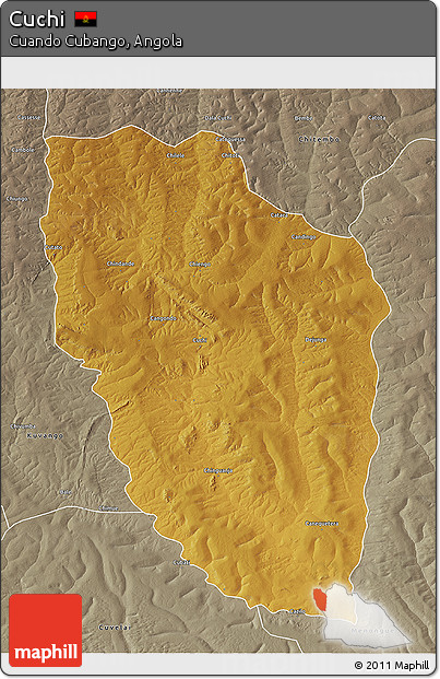 Physical 3D Map of Cuchi, semi-desaturated