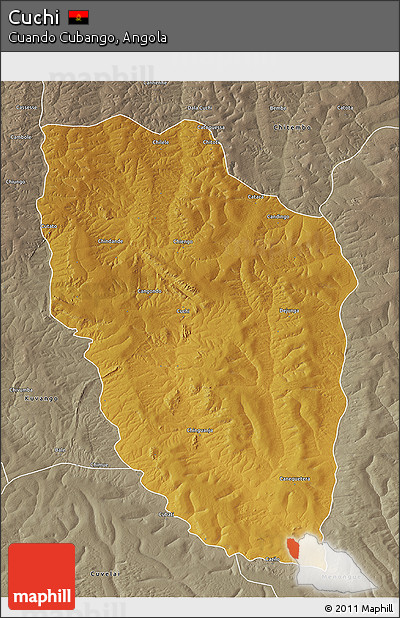 Physical 3D Map of Cuchi, semi-desaturated