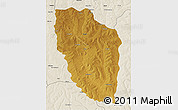 Physical 3D Map of Cuchi, shaded relief outside