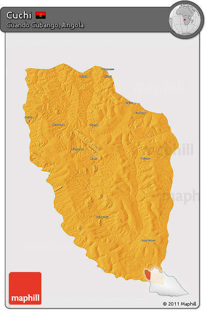 Political 3D Map of Cuchi, cropped outside