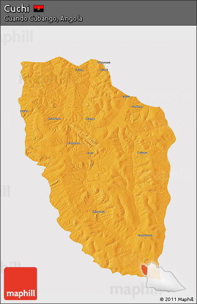 Political 3D Map of Cuchi, cropped outside