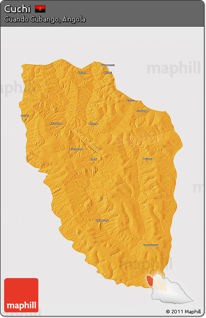 Political 3D Map of Cuchi, cropped outside
