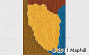 Political 3D Map of Cuchi, darken