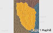 Political 3D Map of Cuchi, darken, semi-desaturated