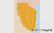 Political 3D Map of Cuchi, lighten