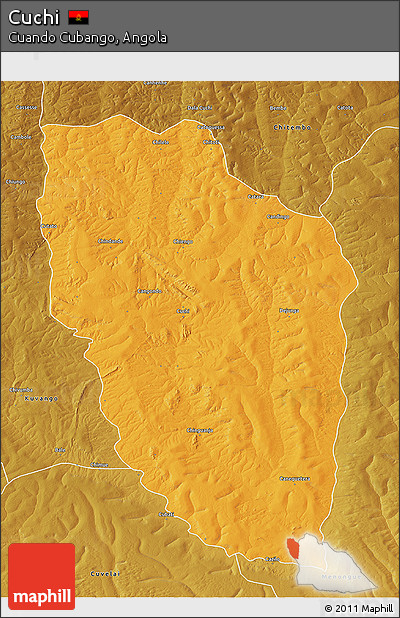 Political 3D Map of Cuchi, physical outside