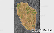 Satellite 3D Map of Cuchi, darken, desaturated