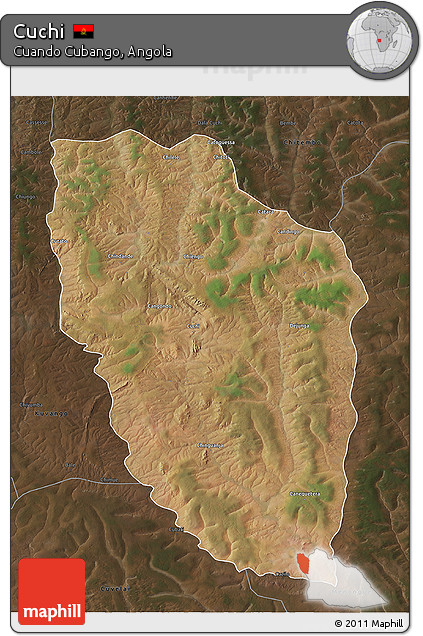 Satellite 3D Map of Cuchi, darken