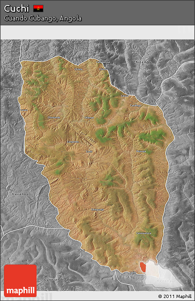 Satellite 3D Map of Cuchi, desaturated