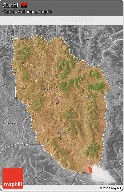 Satellite 3D Map of Cuchi, desaturated