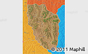Satellite 3D Map of Cuchi, political outside