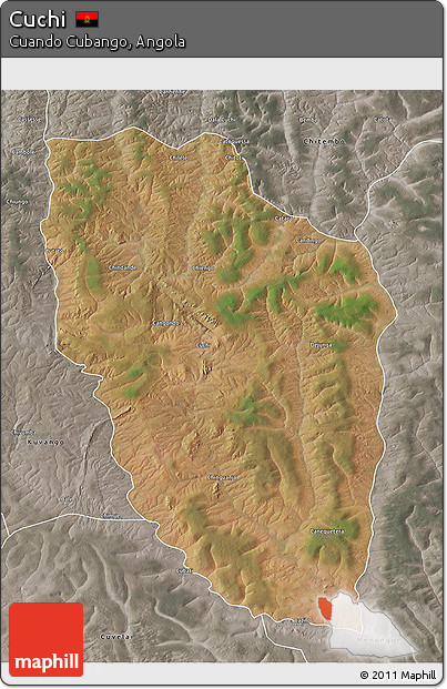 Satellite 3D Map of Cuchi, semi-desaturated