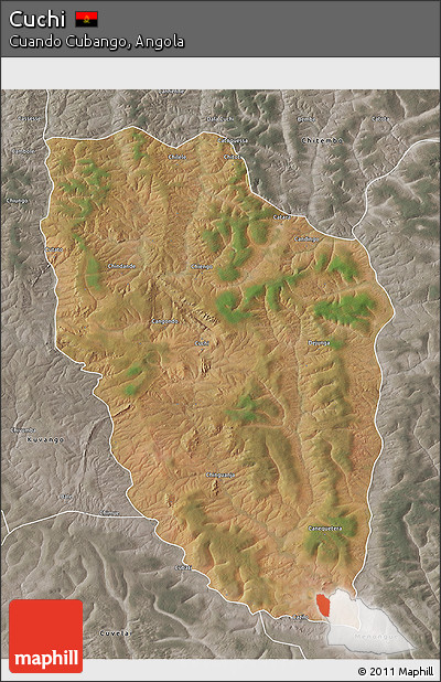 Satellite 3D Map of Cuchi, semi-desaturated