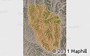 Satellite 3D Map of Cuchi, semi-desaturated