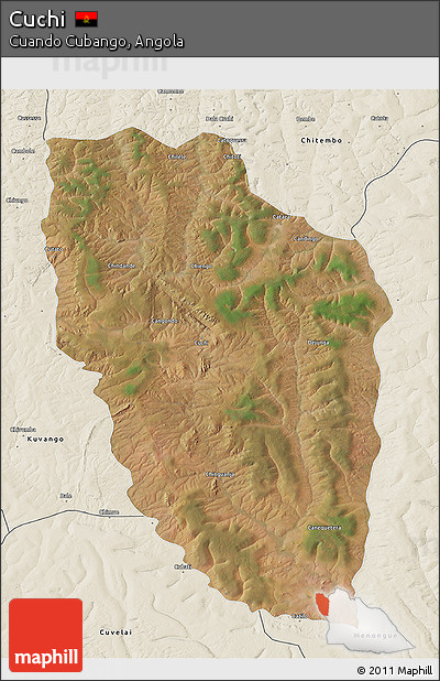 Satellite 3D Map of Cuchi, shaded relief outside