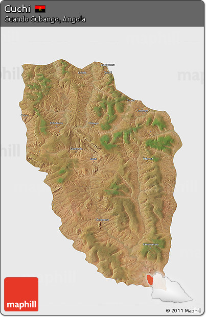 Satellite 3D Map of Cuchi, single color outside