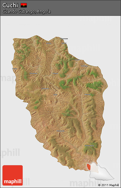 Satellite 3D Map of Cuchi, single color outside
