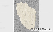 Shaded Relief 3D Map of Cuchi, darken, desaturated