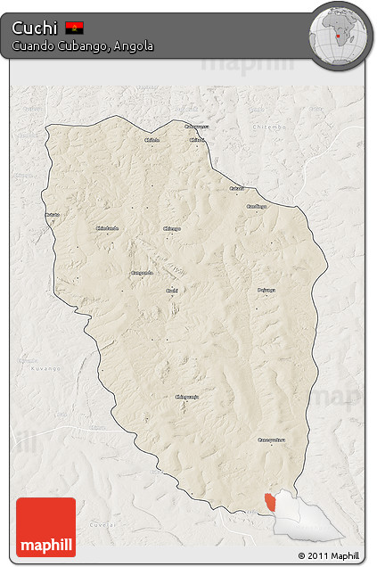Shaded Relief 3D Map of Cuchi, lighten