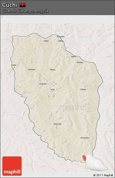 Shaded Relief 3D Map of Cuchi, lighten