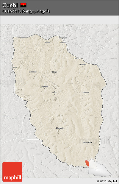 Shaded Relief 3D Map of Cuchi, lighten, semi-desaturated