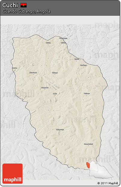 Shaded Relief 3D Map of Cuchi, lighten, semi-desaturated