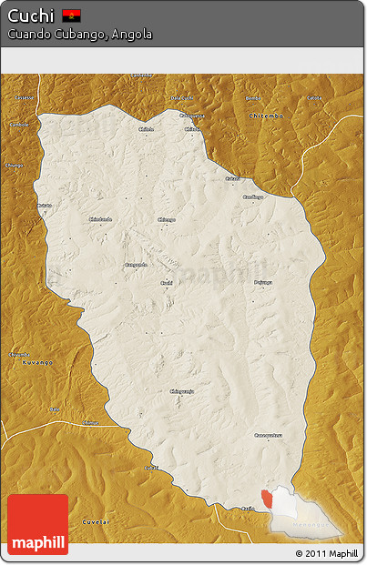 Shaded Relief 3D Map of Cuchi, physical outside