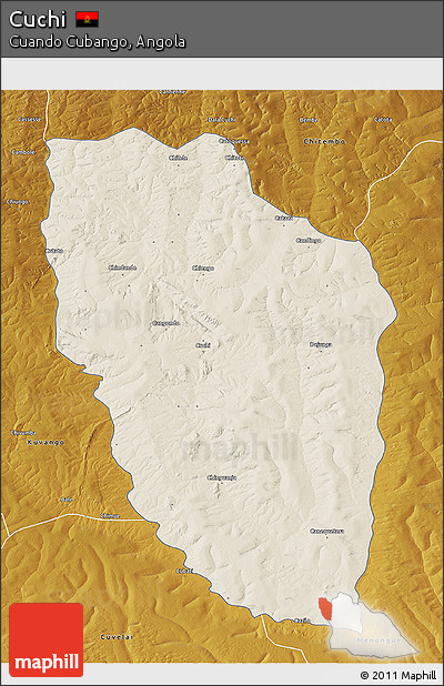 Shaded Relief 3D Map of Cuchi, physical outside