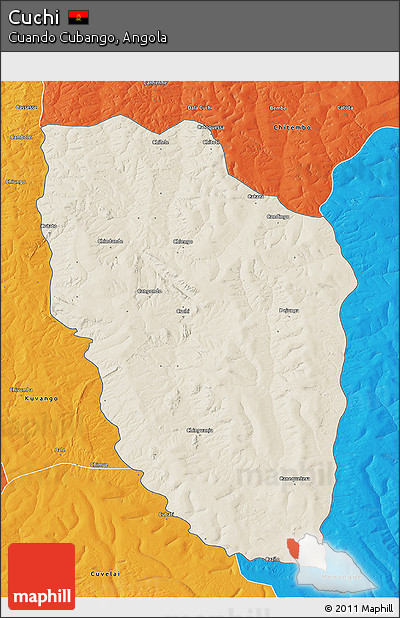 Shaded Relief 3D Map of Cuchi, political outside