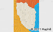 Shaded Relief 3D Map of Cuchi, political outside