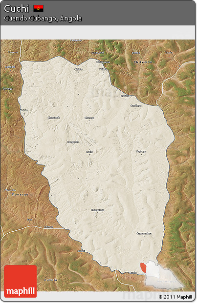 Shaded Relief 3D Map of Cuchi, satellite outside