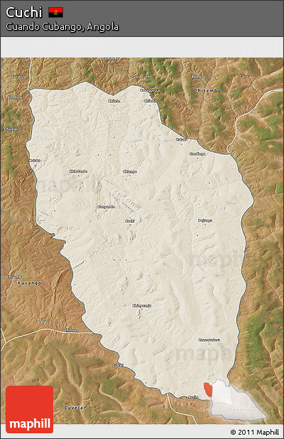 Shaded Relief 3D Map of Cuchi, satellite outside