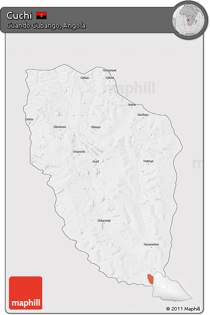 Silver Style 3D Map of Cuchi, single color outside