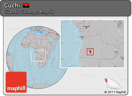 Gray Location Map of Cuchi, within the entire country, hill shading