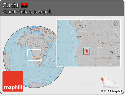 Gray Location Map of Cuchi, within the entire country, hill shading