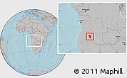 Gray Location Map of Cuchi, within the entire country, hill shading