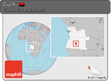 Gray Location Map of Cuchi, highlighted country, within the entire country