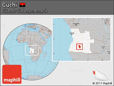 Gray Location Map of Cuchi, highlighted country, within the entire country