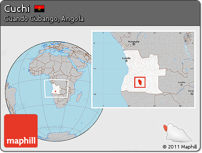 Gray Location Map of Cuchi, highlighted country, within the entire country