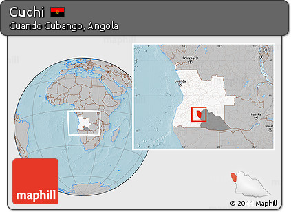 Gray Location Map of Cuchi, highlighted country, highlighted parent region, within the entire country, hill shading