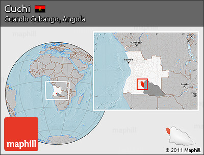 Gray Location Map of Cuchi, highlighted country, highlighted parent region, within the entire country, hill shading