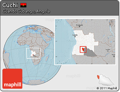 Gray Location Map of Cuchi, highlighted country, highlighted parent region, within the entire country, hill shading