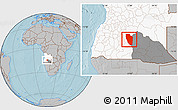 Gray Location Map of Cuchi, highlighted country, highlighted parent region, hill shading